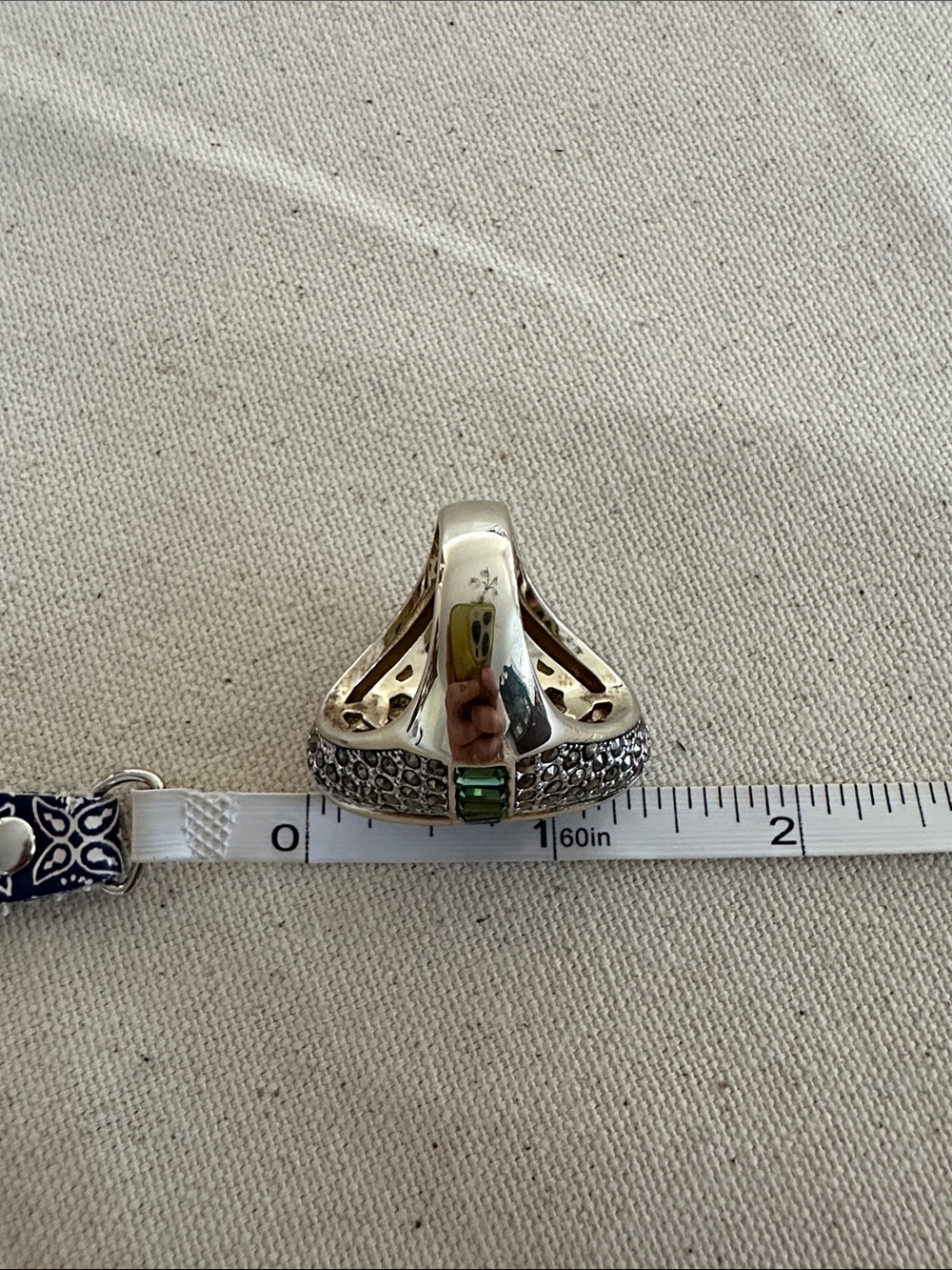 AKKAD Silver-Tone Blue Abalone Crystal Statement Ring - Picture 13 of 13